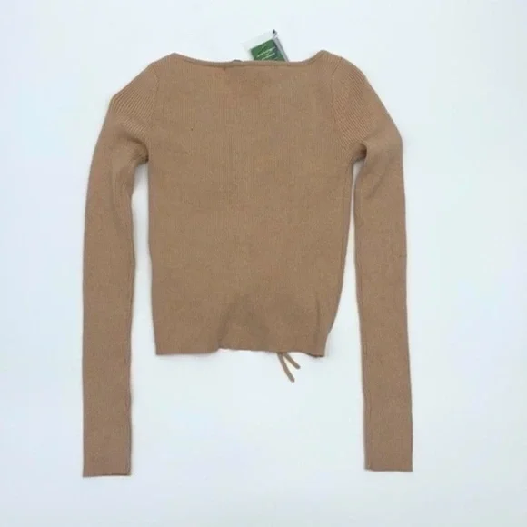 NWT Guess tan cropped long sleeve sweater XS - Picture 10 of 10
